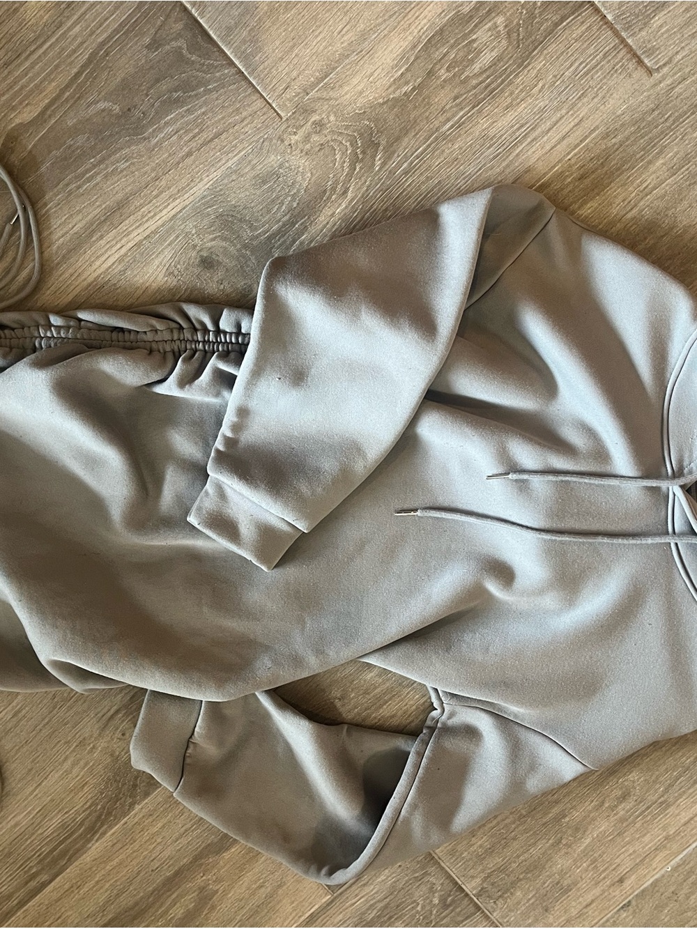SHEIN Neutral Taupe Drawstring Hoodie Dress